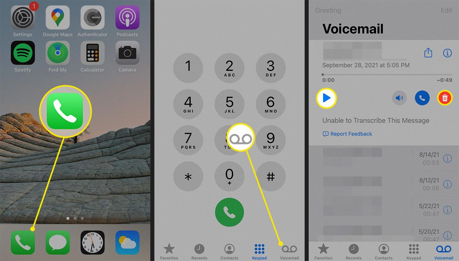 how to access voicemail on iphone 11