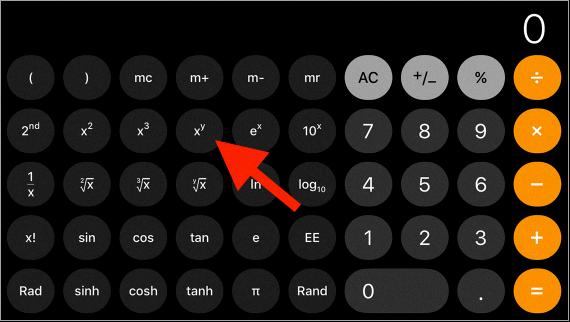 how to do exponents on iphone