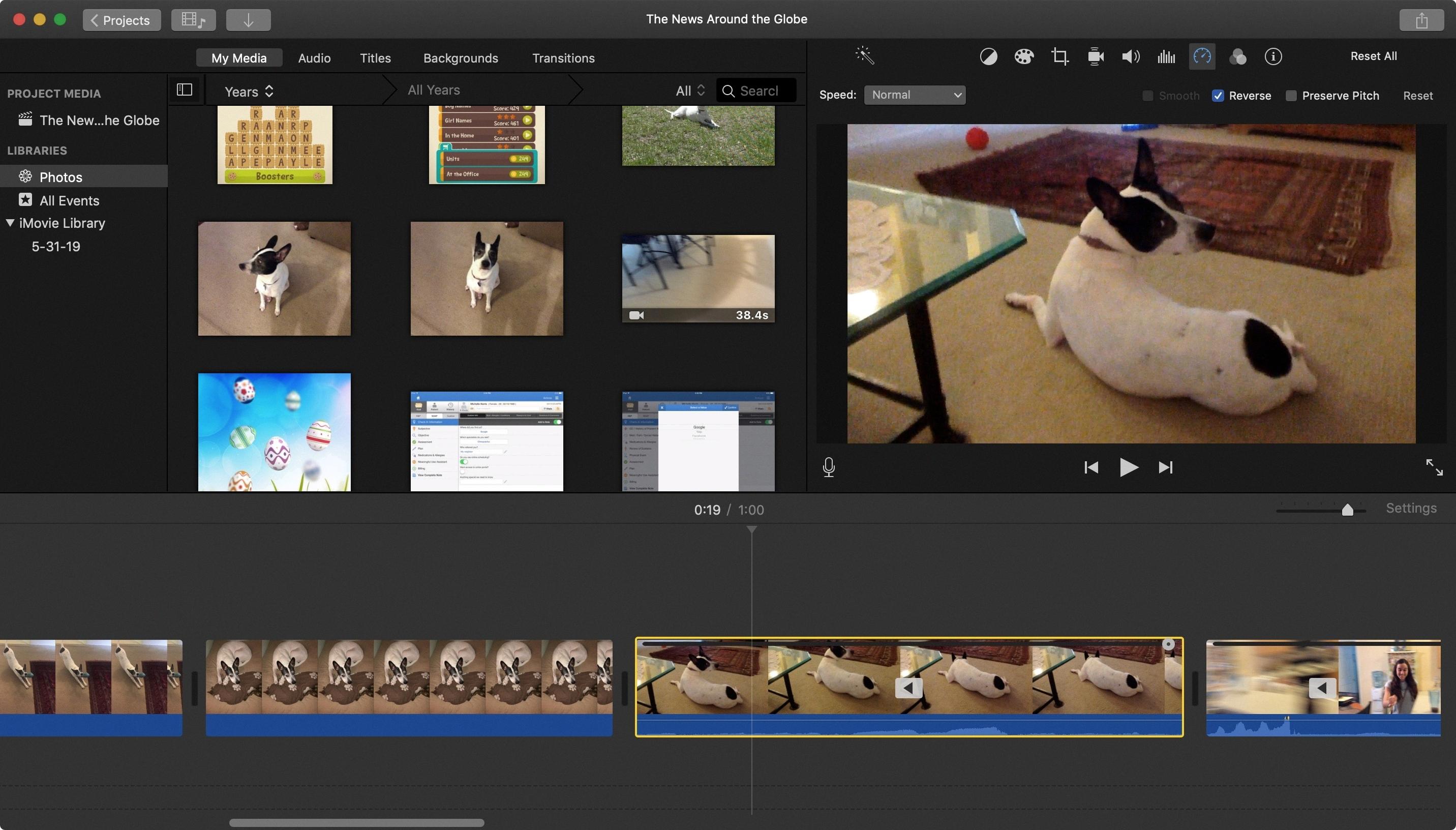 how to reverse video in imovie iphone