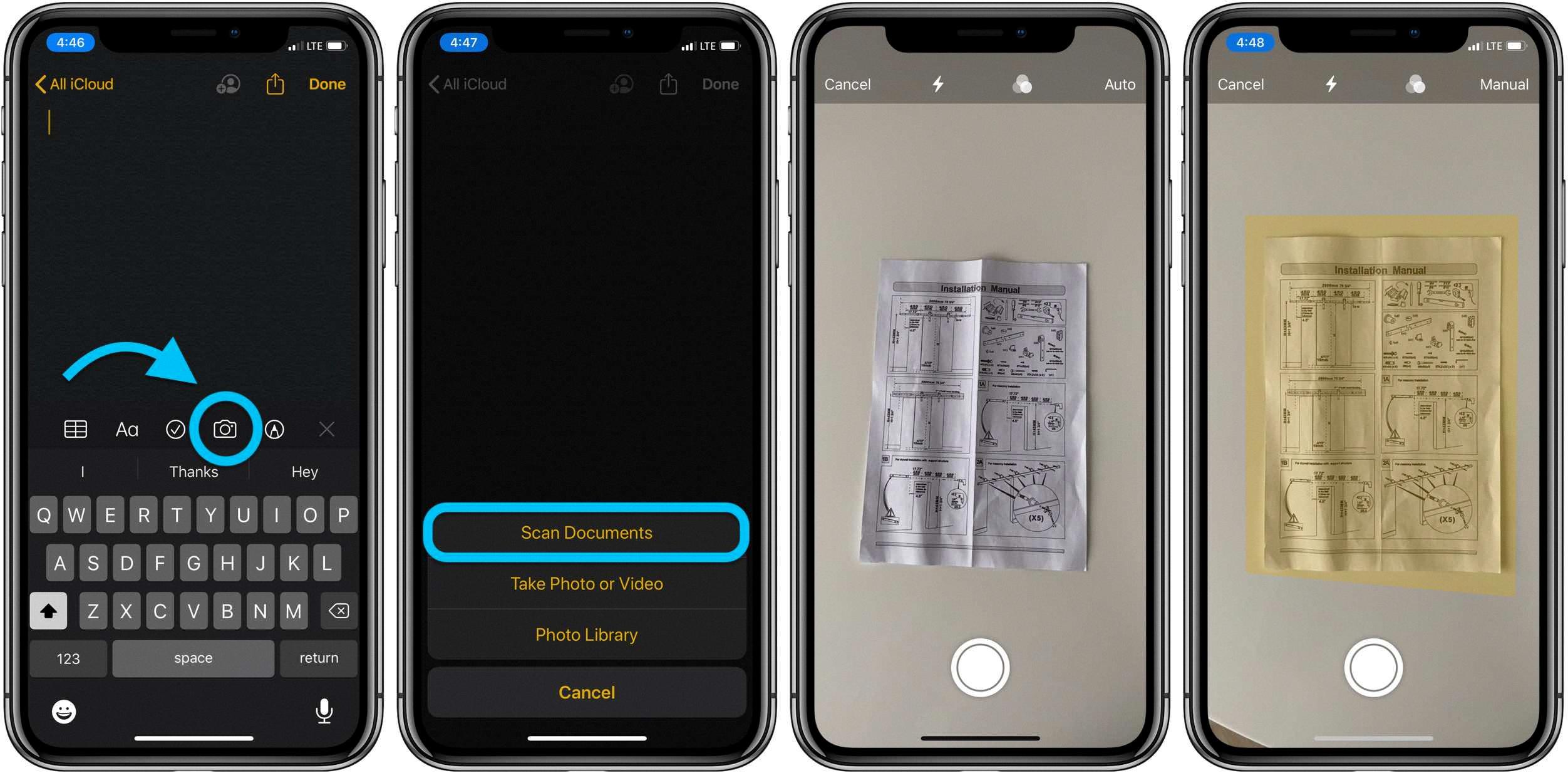 how to scan a picture on iphone notes