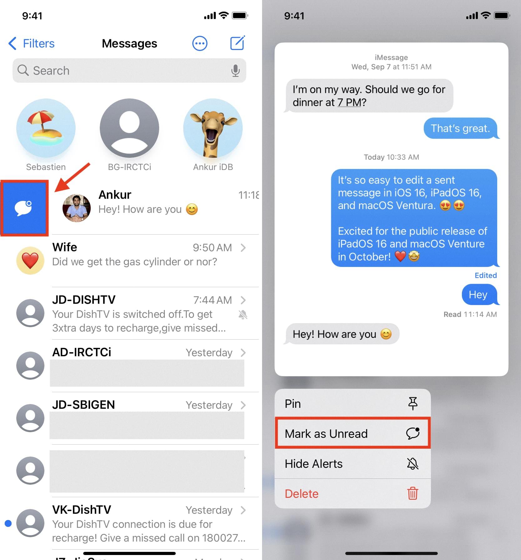 how to unread a text message on iphone 11