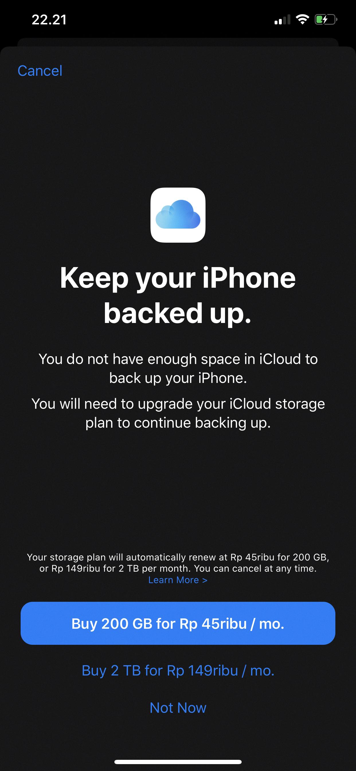 iphone backup failed notification iphone backup failed notification