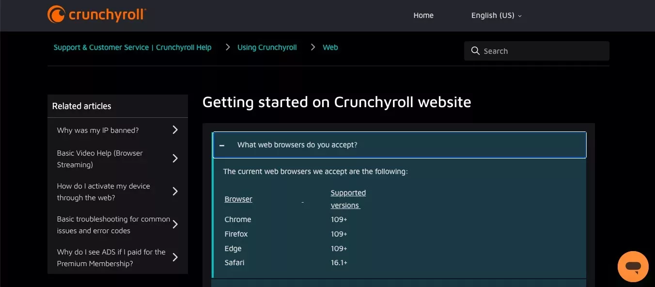 Funimation Not Working -Troubleshooting Guide 4 Confirms which browsers Crunchyroll supports (Chrome, Firefox, Edge, Safari with updated versions).