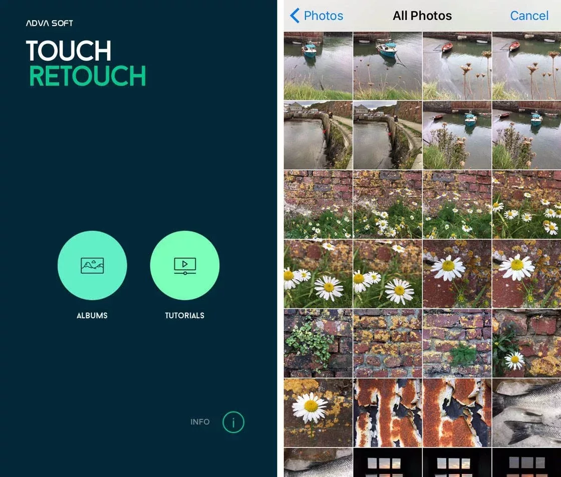 TouchRetouch app interface for removing objects from photos on iPhone