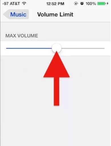 Adjusting iPhone Volume Limit slider to raise maximum volume