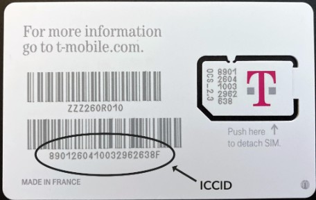 How Do I Activate A New SIM Card For AT&T? 3 ICCID number highlighted on SIM card packaging