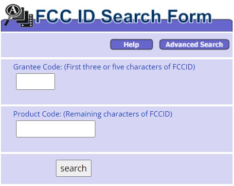 FCC ID Lookup Tutorial 2 FCC ID search form on the FCC OET site showing Grantee Code and Product Code fields