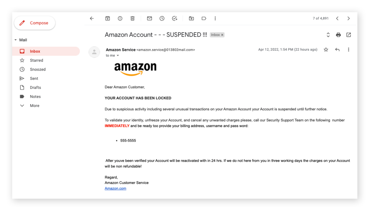 What To Do If Amazon Account Locked 3 Phishing email claiming an Amazon account is locked or suspended